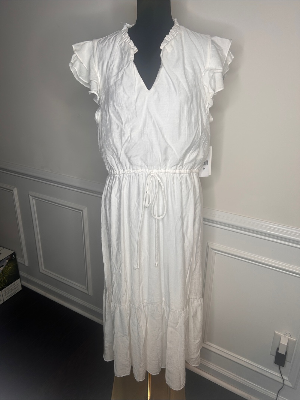Women’s Julia Jordan Flutter Midi Dress, White, Sz.14 - Picture 4 of 15